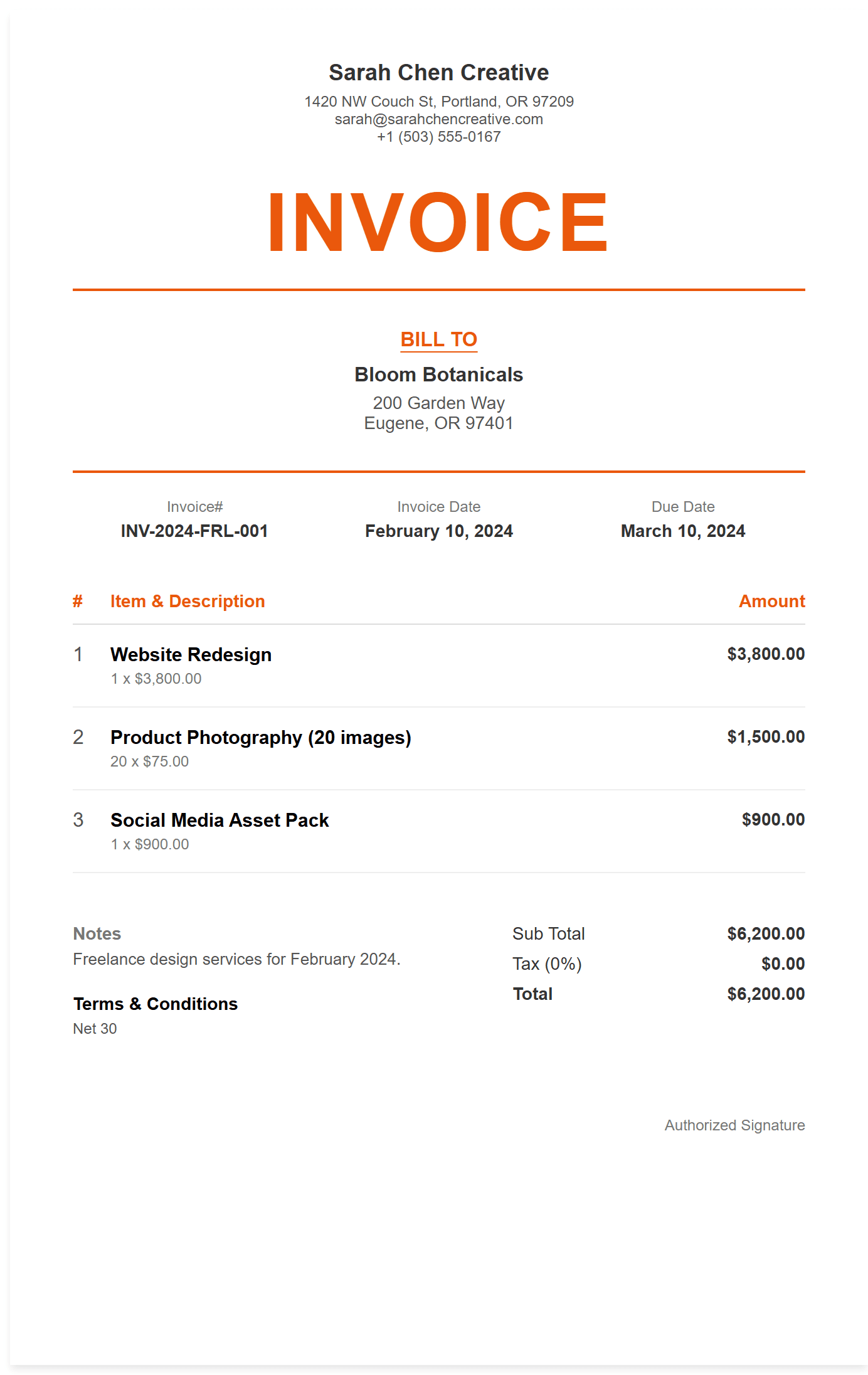 Freelance Invoice Template