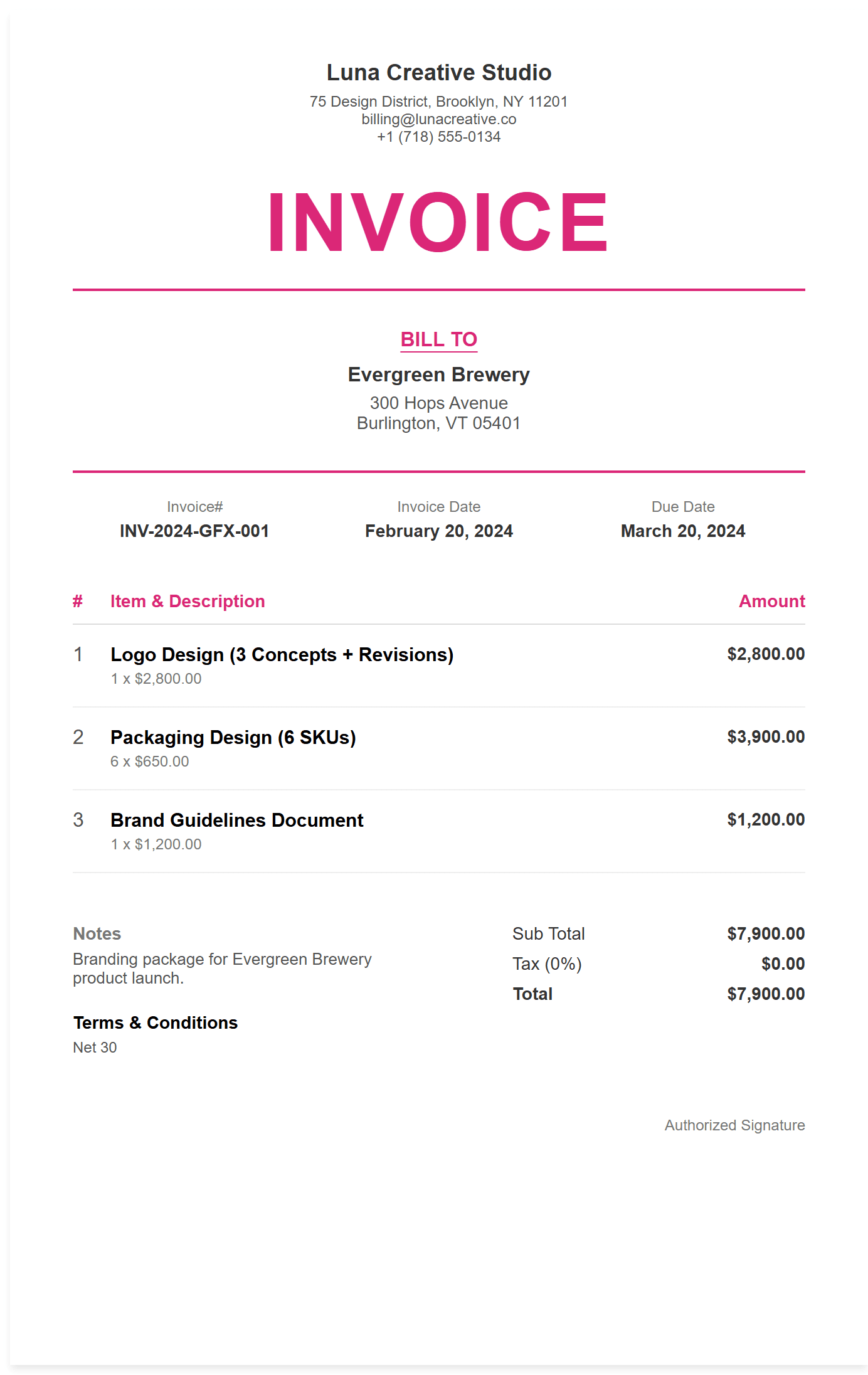 Graphic Designer Invoice Template