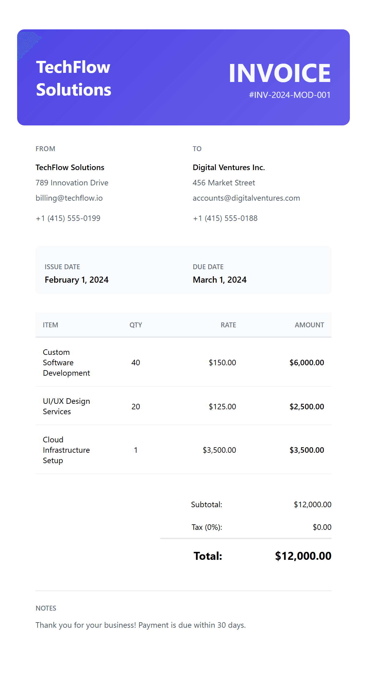 Modern Professional Invoice Template