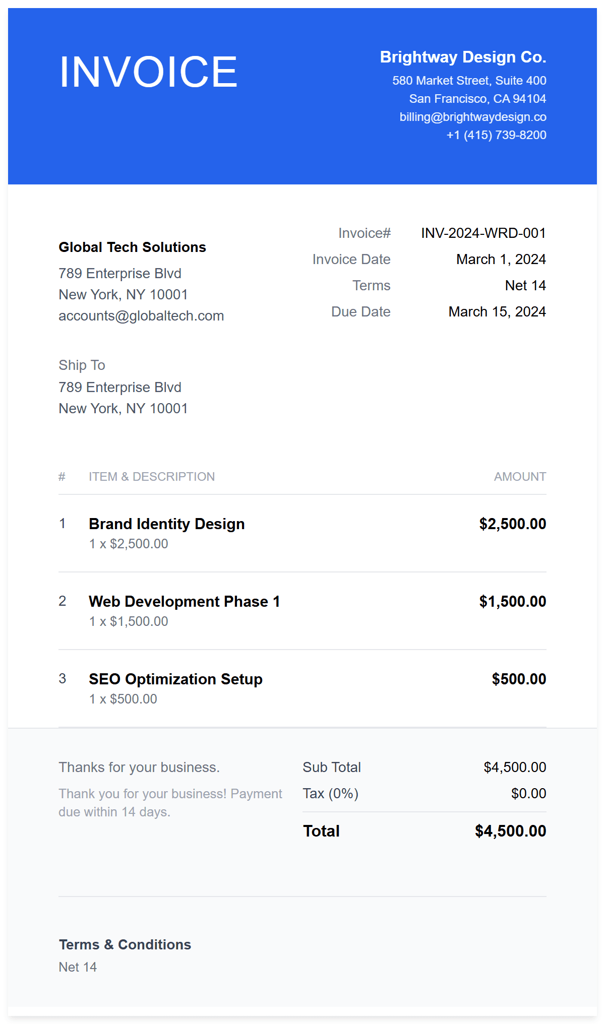 Word Design Invoice Template